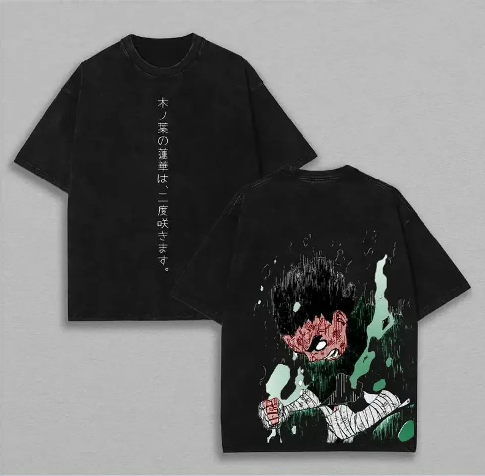 Rock Lee T Shirt Naruto Men Ac - Acid Wash Vintage Graphic T Shirt ulasan dan harga