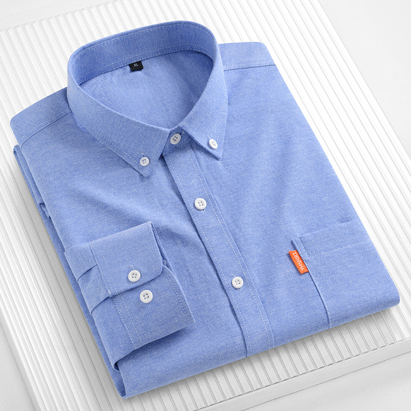 100% Pure Cotton Men's Busines - Oxford Cotton Casual Shirt Business ulasan dan harga