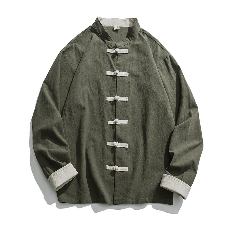 2026 New Kimono Jacket Men Tra - Mens Linen Shirt Long Sleeve ulasan dan harga