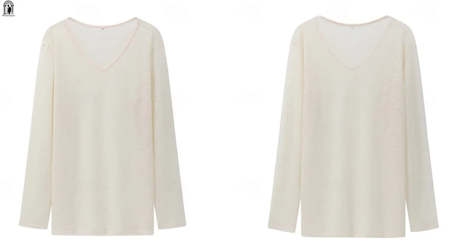 Men's Casual V-Neck Linen Blen - Mens Linen Shirt Long Sleeve ulasan dan harga
