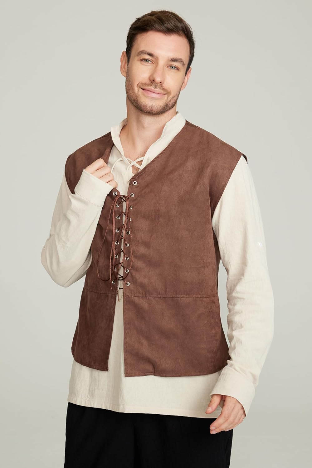 2-piece Set Men's Medieval Pir - Medieval Gothic Lace Up Pirate Shirt ulasan dan harga