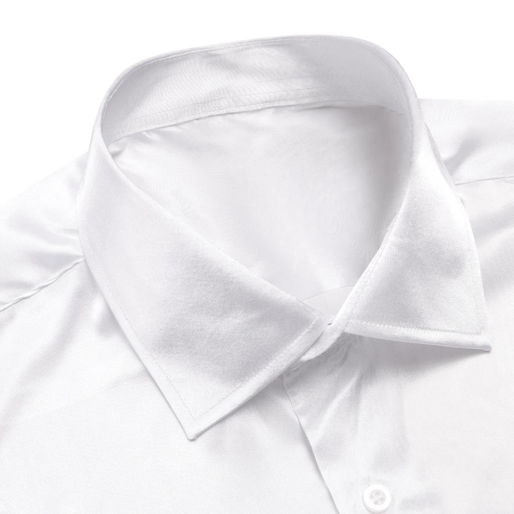 Hi-Tie White Silk Satin Mens S - Mens Satin Silk Dress Shirt ulasan dan harga