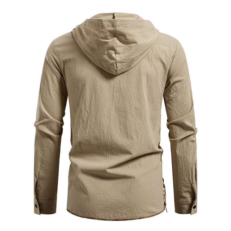 Men's Long Sleeve Hooded T-shi - Medieval Gothic Lace Up Pirate Shirt ulasan dan harga
