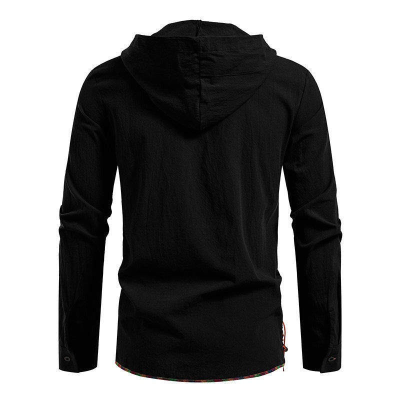 Men's Long Sleeve Hooded T-shi - Medieval Gothic Lace Up Pirate Shirt ulasan dan harga