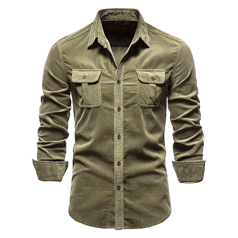 Men's New Corduroy Shirt Cotto - Corduroy Button Up Shirt Men ulasan dan harga