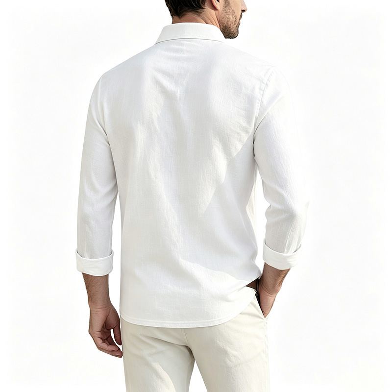 Men Cotton Linen Long Sleeve S - Mens Linen Shirt Long Sleeve ulasan dan harga
