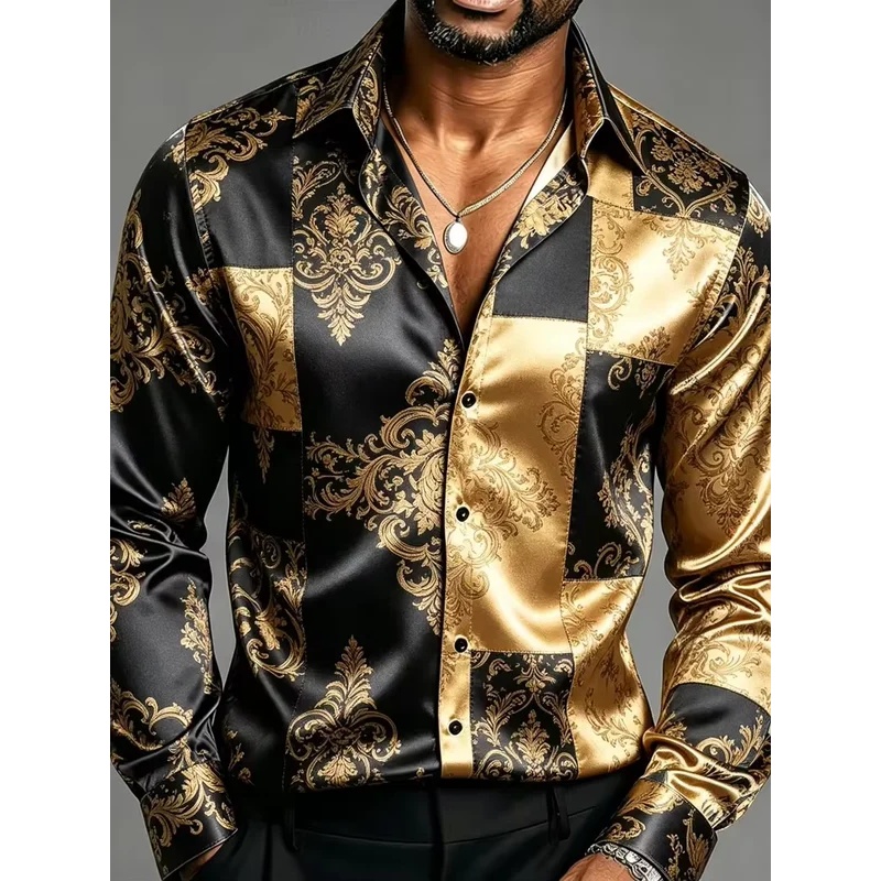 Satin Silk Long Sleeve Baroque - Mens Satin Silk Dress Shirt ulasan dan harga