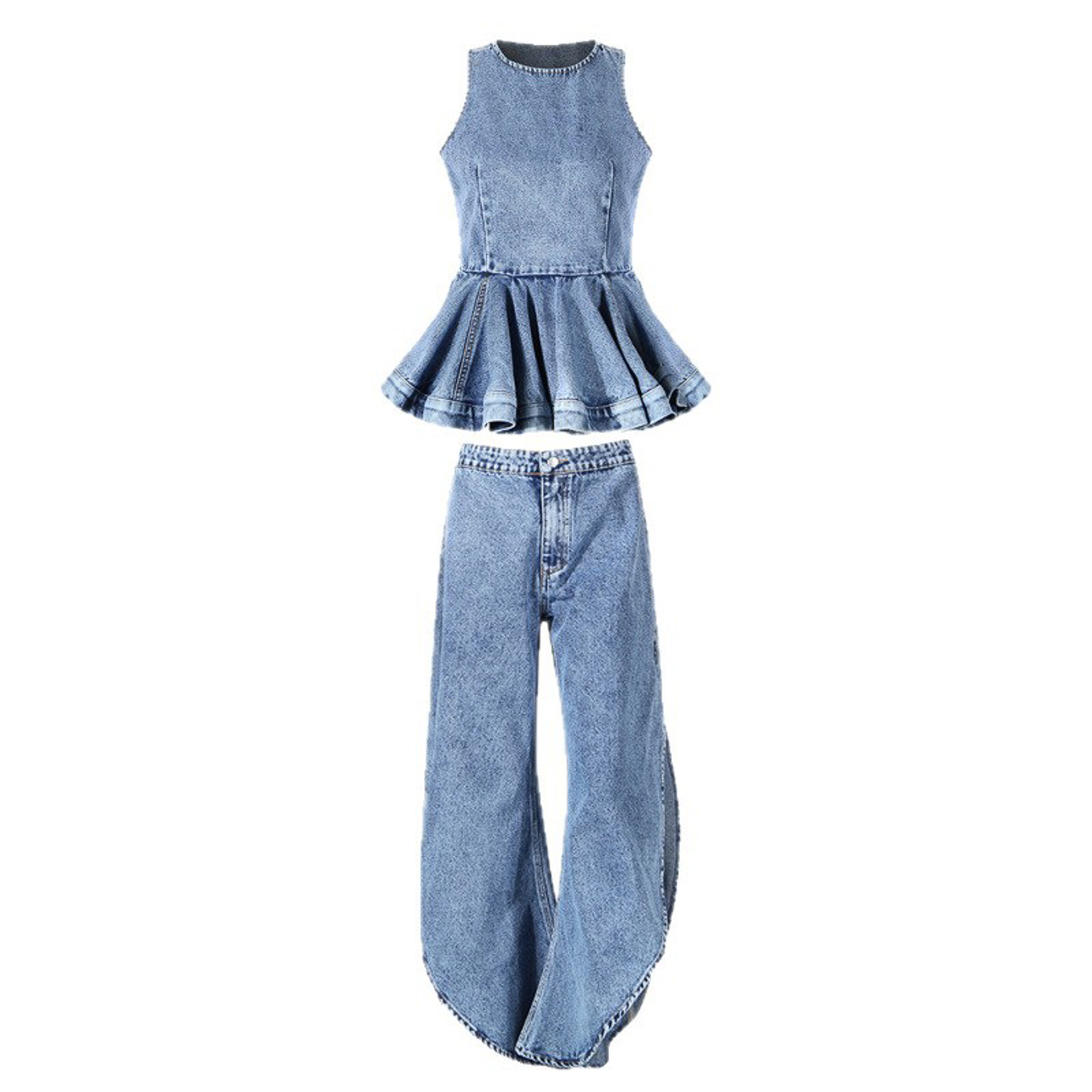 Y2K Women Denim Two Piece Outf - Jeans ulasan dan harga