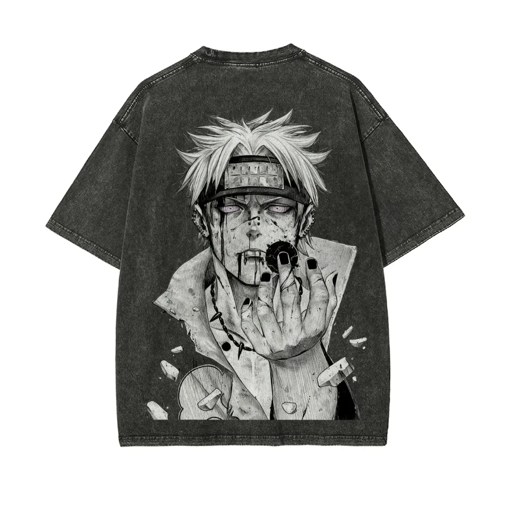 Naruto Pain T Shirt Rinnegan A - Acid Wash Vintage Graphic T Shirt ulasan dan harga