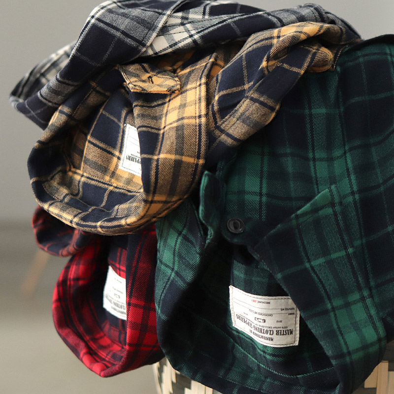 Autumn New Japanese Retro 300g - Flannel Plaid Shirt Heavy Weight ulasan dan harga