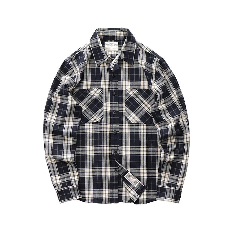 Autumn New Japanese Retro 300g - Flannel Plaid Shirt Heavy Weight ulasan dan harga
