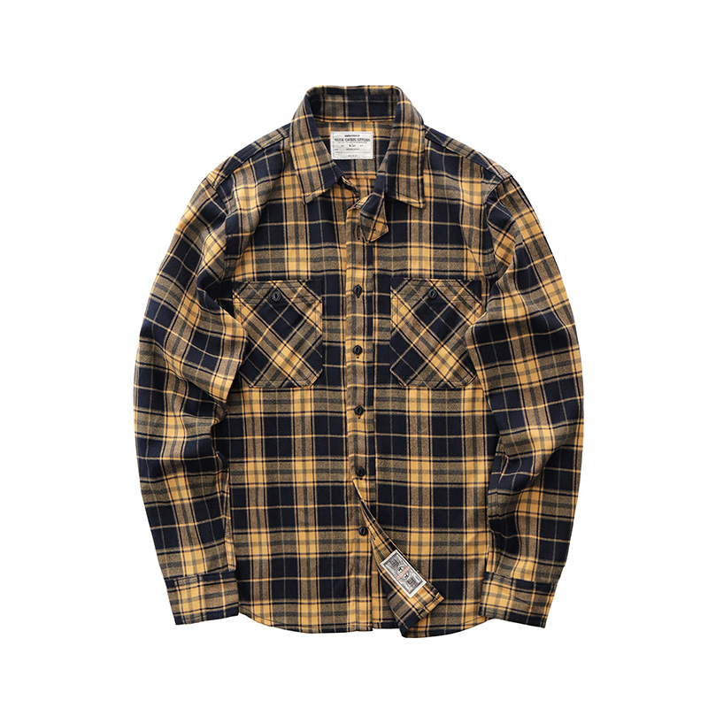 Autumn New Japanese Retro 300g - Flannel Plaid Shirt Heavy Weight ulasan dan harga