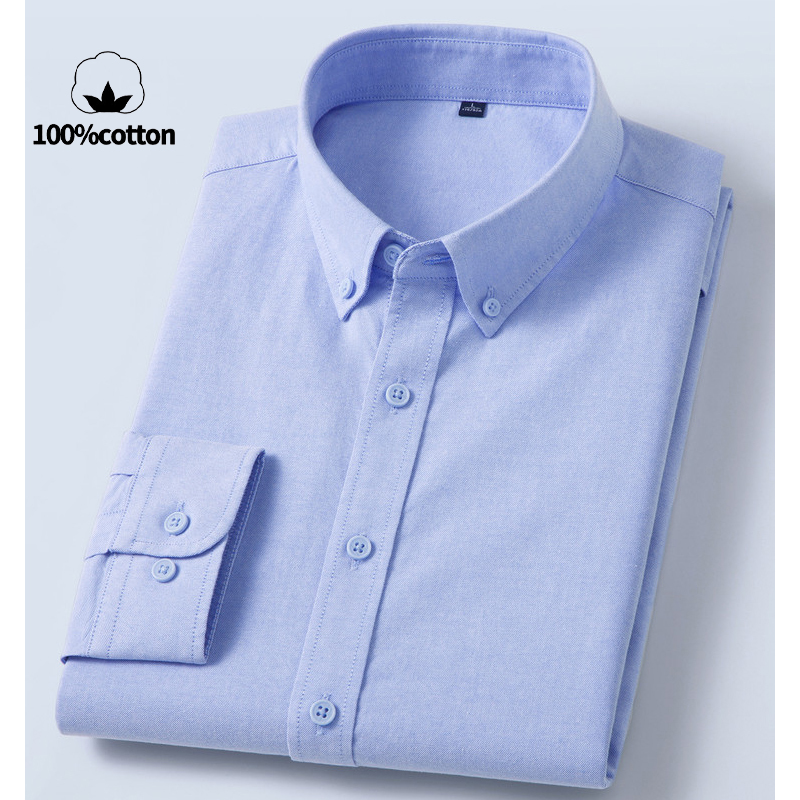 Men's 100% Cotton Oxford Shirt - Mandarin Collar Formal Shirt Slim Fit ulasan dan harga