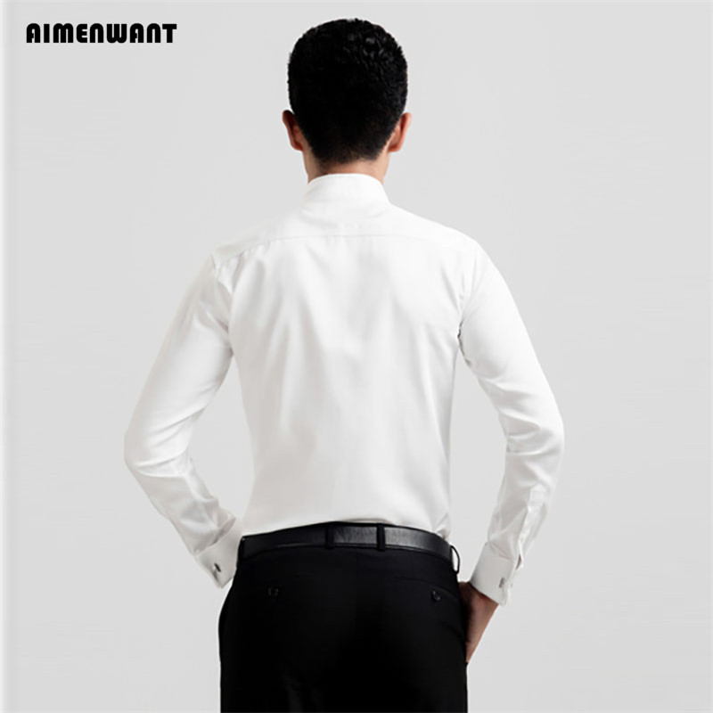 AIMENWANT 2024 Tuxedo Shirts M - Mandarin Collar Formal Shirt Slim Fit ulasan dan harga