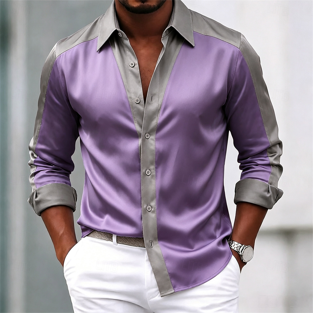 Men's shirt satin shirt dress  - Mens Satin Silk Dress Shirt ulasan dan harga