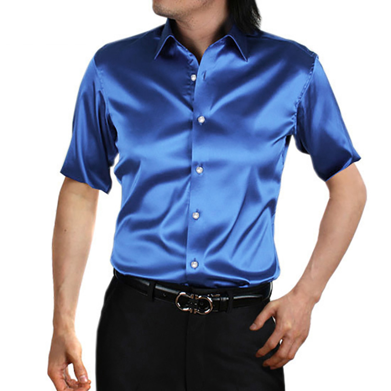 Silk Satin Mens Dress Shirt Sh - Mens Satin Silk Dress Shirt ulasan dan harga