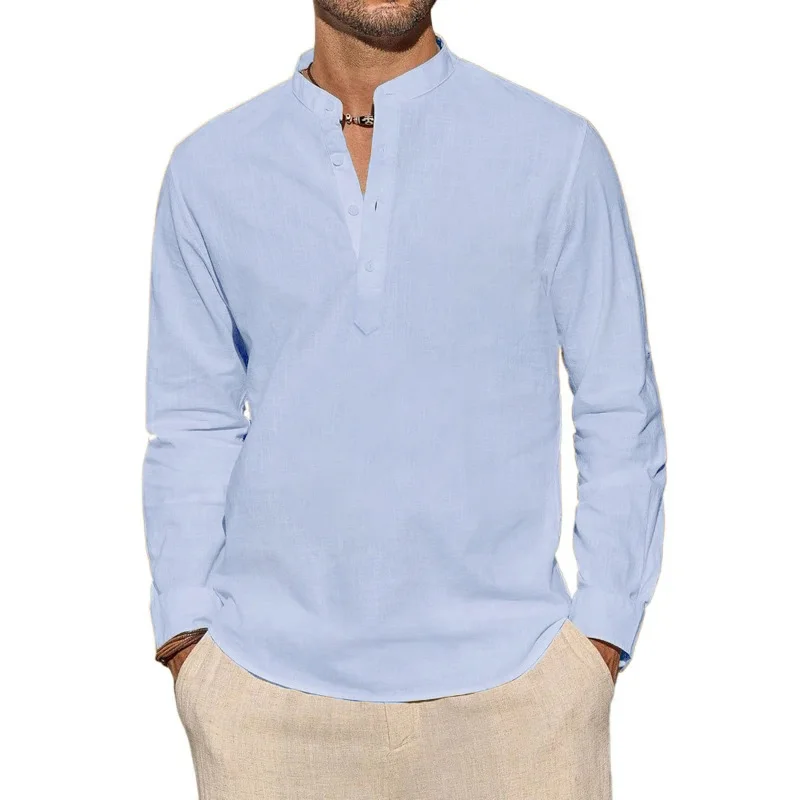 Men's Long Sleeve T-Shirts Cas - Mens Linen Shirt Long Sleeve ulasan dan harga