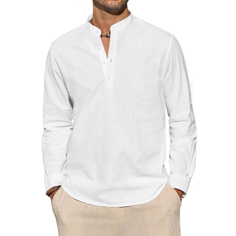 Men's Long Sleeve T-Shirts Cas - Mens Linen Shirt Long Sleeve ulasan dan harga