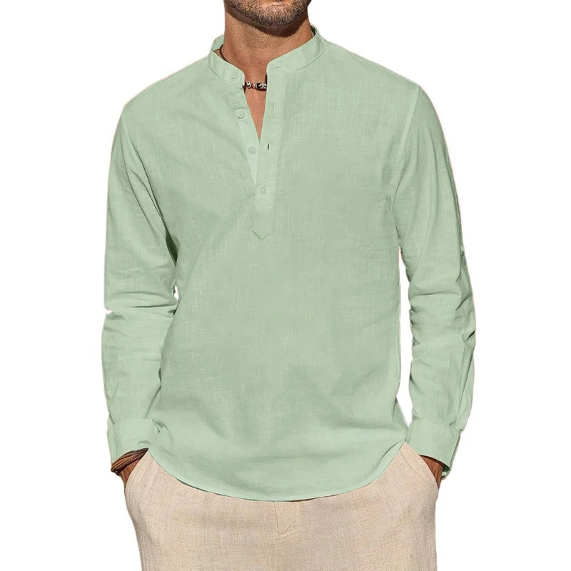 Men's Long Sleeve T-Shirts Cas - Mens Linen Shirt Long Sleeve ulasan dan harga