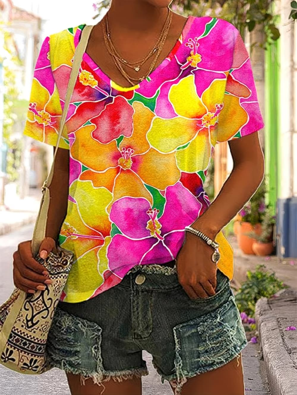 Summer Women's T Shirt Floral  - Vintage Hawaiian Floral Shirt ulasan dan harga