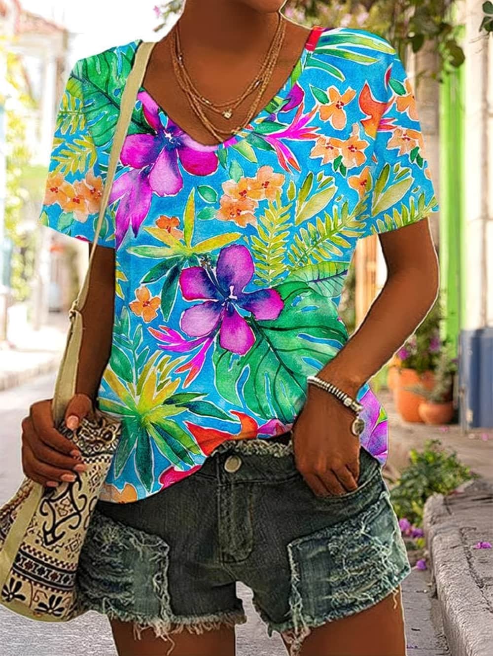 Summer Women's T Shirt Floral  - Vintage Hawaiian Floral Shirt ulasan dan harga