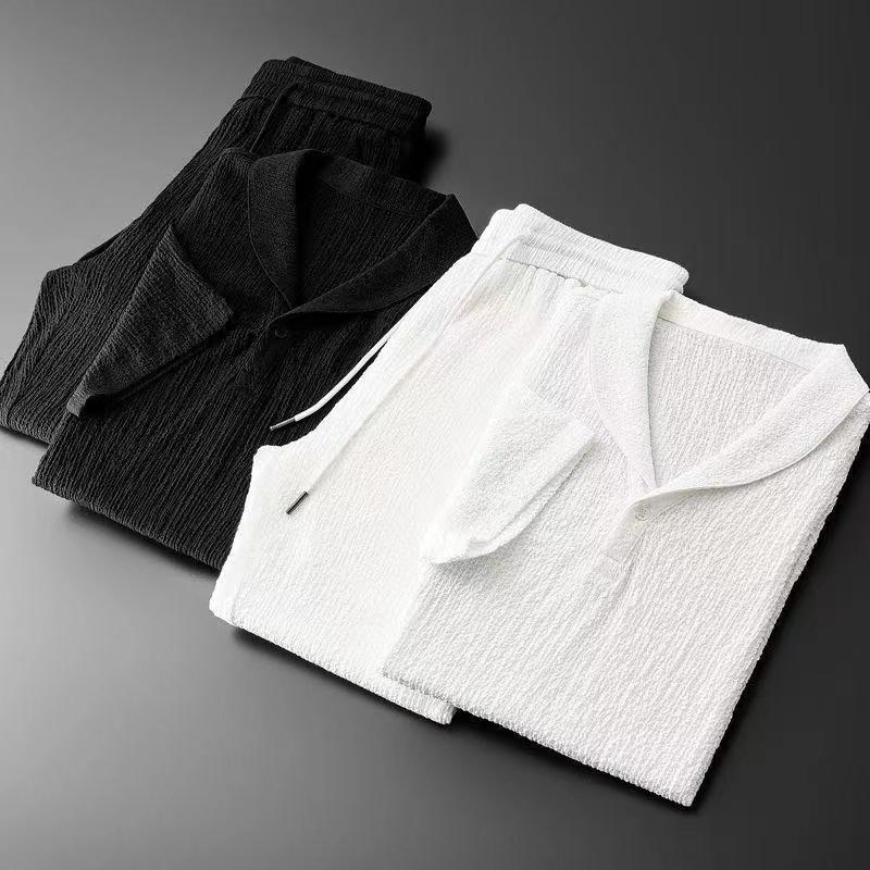 Summer Ultra-thin Two-piece Ic - Mens Linen Shirt Long Sleeve ulasan dan harga