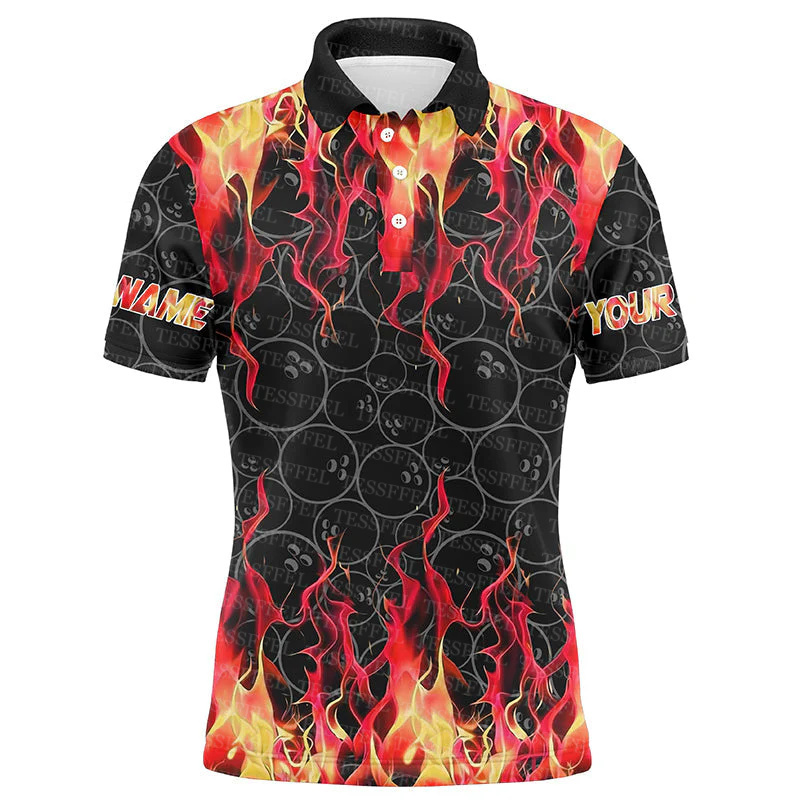 Custom Name Graffiti Flame Gra - Short Sleeve Bowling Shirt Retro ulasan dan harga