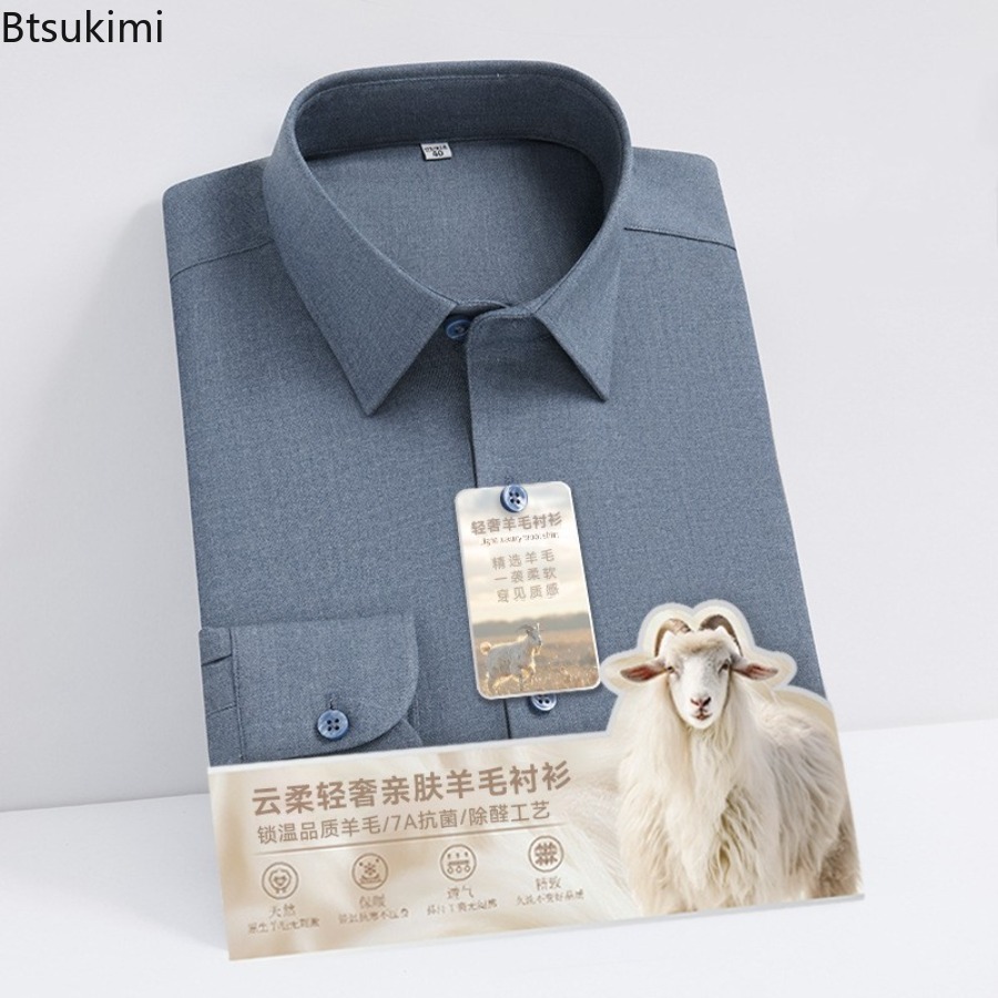 New Hight Quality Wool Modal L - Mandarin Collar Formal Shirt Slim Fit ulasan dan harga