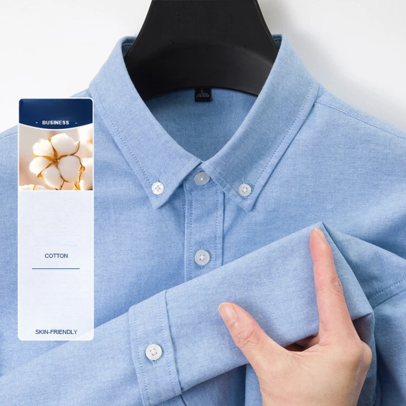 New Men's Oxford Shirt 76% Cot - Oxford Cotton Casual Shirt Business ulasan dan harga
