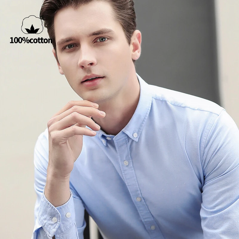 New Men's Oxford Shirt 76% Cot - Oxford Cotton Casual Shirt Business ulasan dan harga