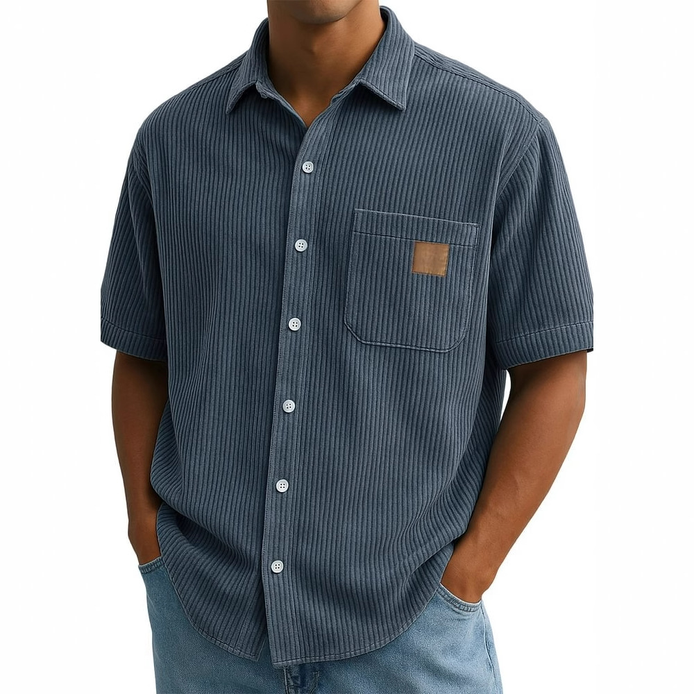 Men's Corduroy Short-Sleeve Sh - Corduroy Button Up Shirt Men ulasan dan harga